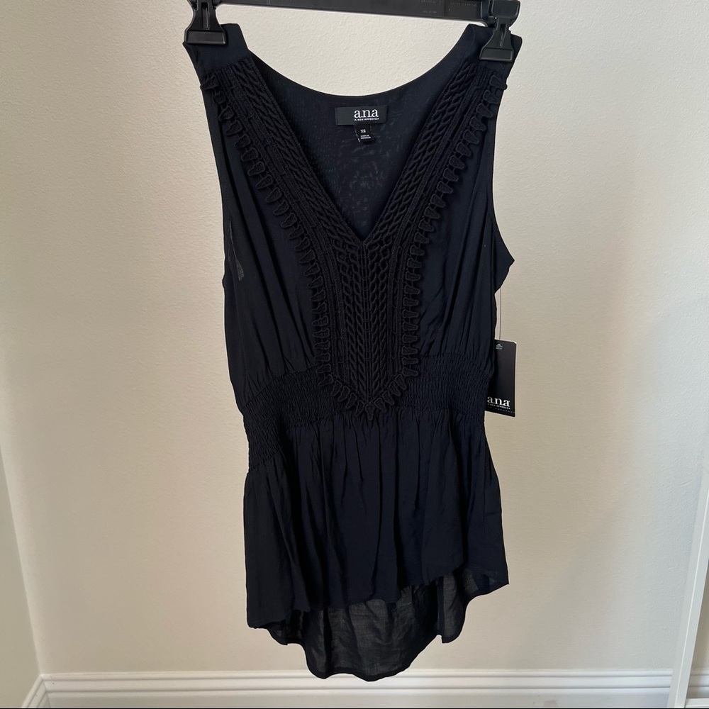 Ana black peplum lace blouse